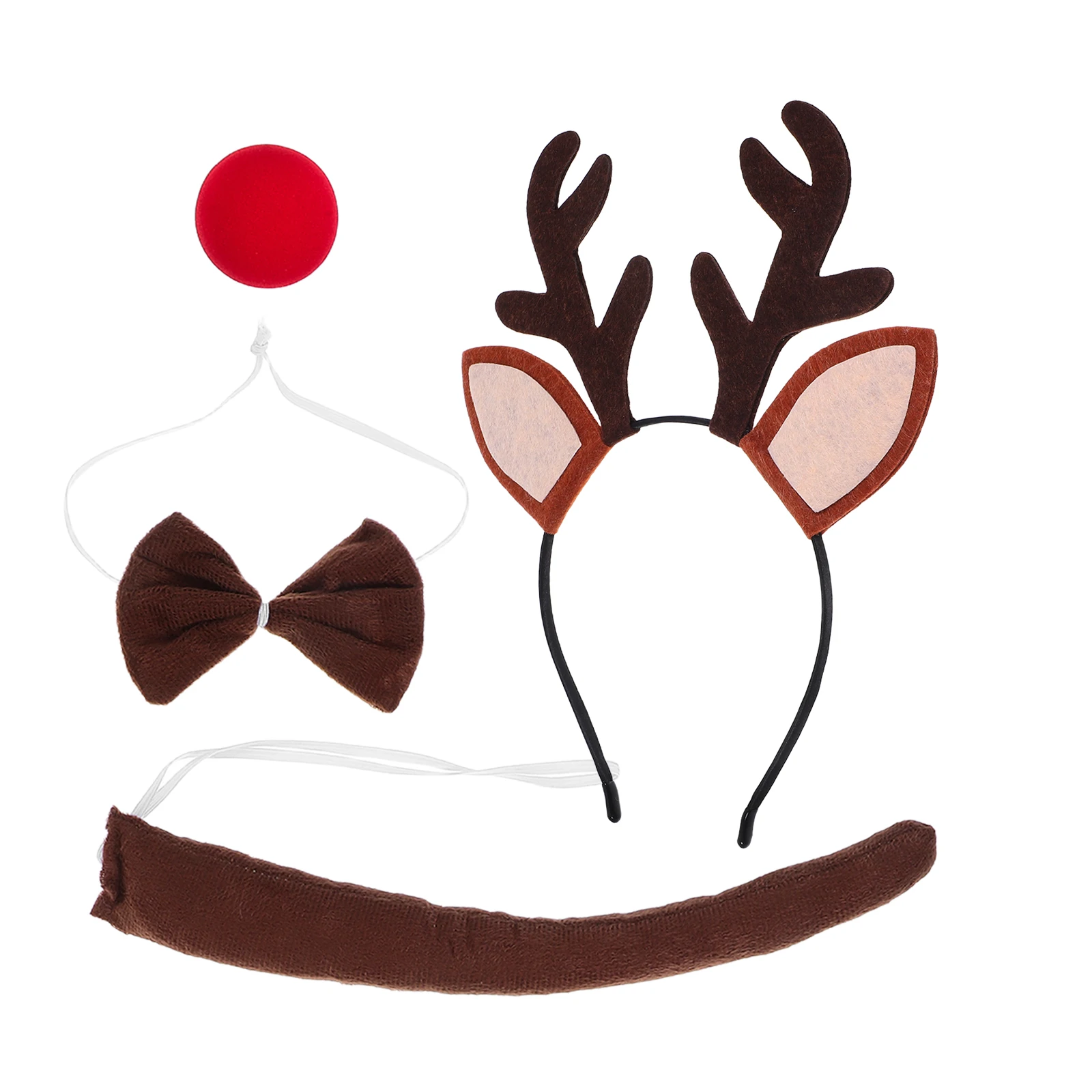 

Reindeer Costume Set Antler Headband Nose Tail Bowtie Party Fancy Dress Cosplay Decorations Festival Stage Performance Deer