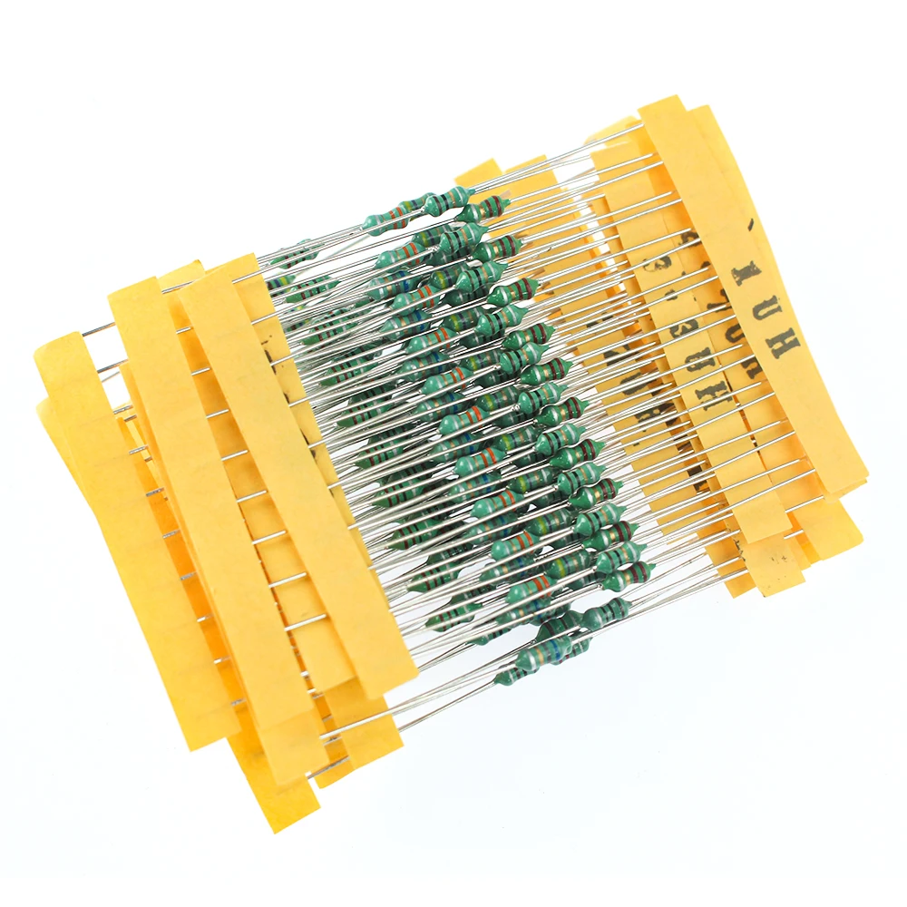 140pcs Color Ring Inductor Assortment 0307 1/4W 0.25W Inductance 1UH-470UH 4 Values*10pcs=140pcs Inductors Assorted Set Kit