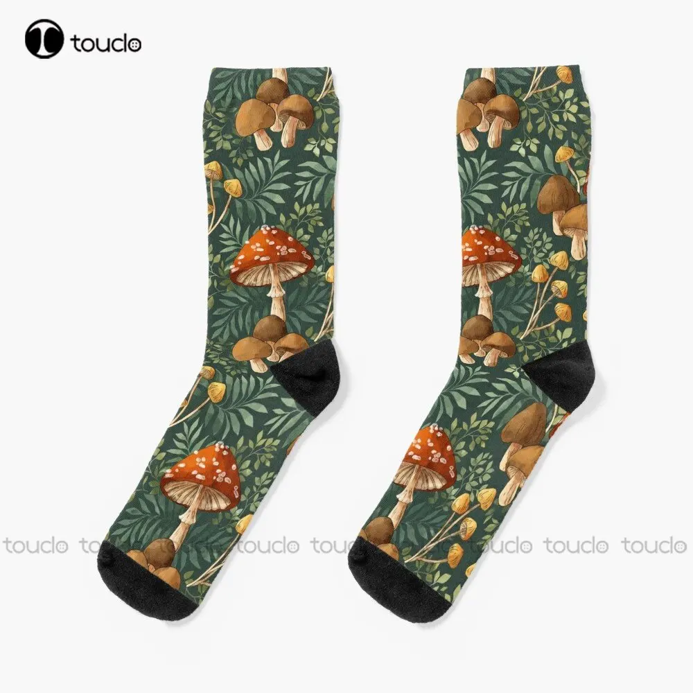 

Woodland Mushroom Spray Socks Women Socks Personalized Custom Unisex Adult Teen Youth Socks Street Skateboard Socks Custom Gift