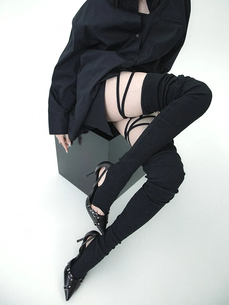 Talenza Women's Over-the-Knee Stockings Spring Autumn Bandage Thickened Y2k Stockings Fashion Sexy Lady Stockings Tights 2025