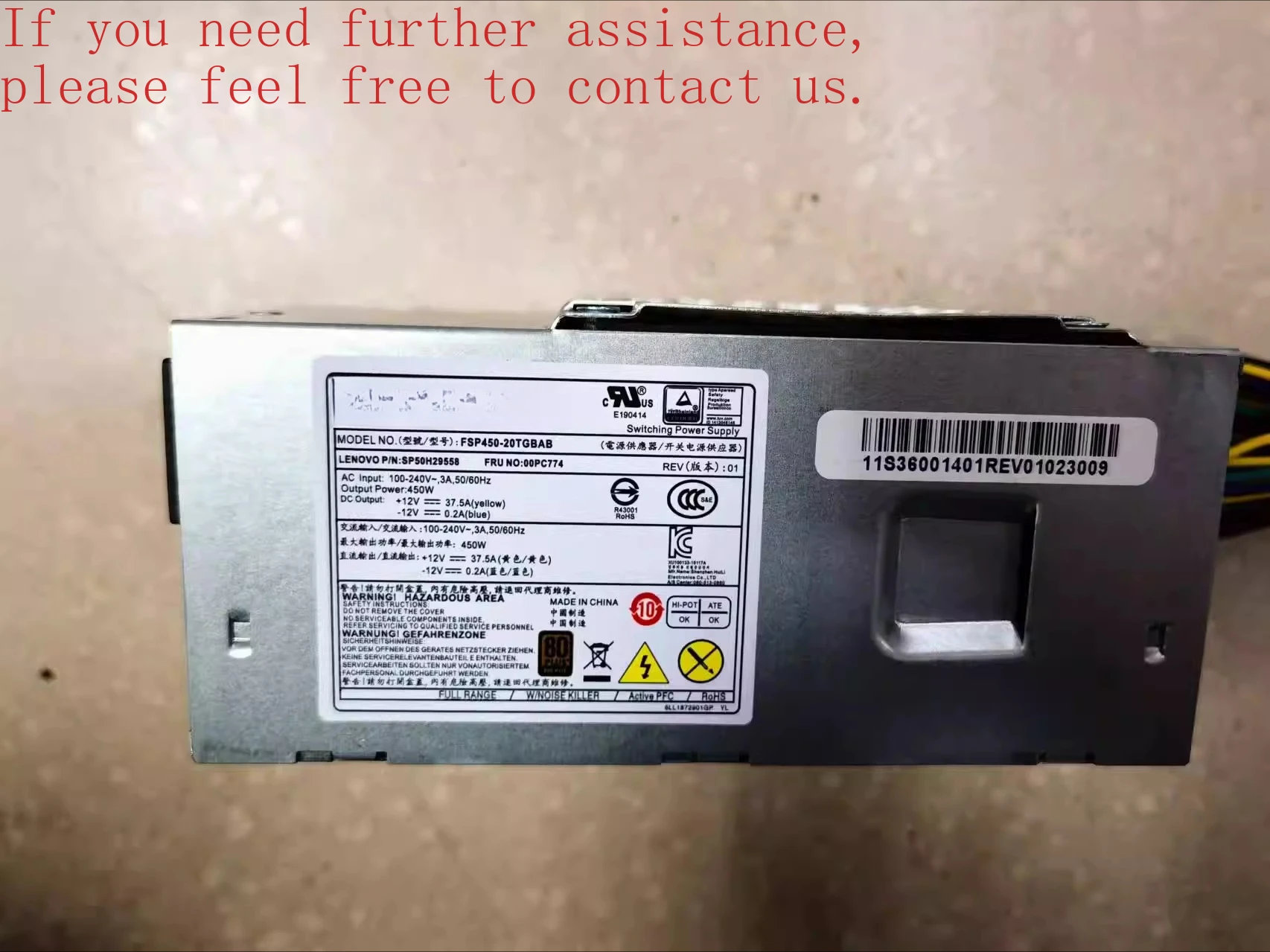 

10-контактный источник питания 450 Вт FSP450-20TGBAB SP50H29558 FSP450-20TGBAA DPS-450AB-71 A 00PC774 для Lenovo M310 M410 M415 M428 M510 M610