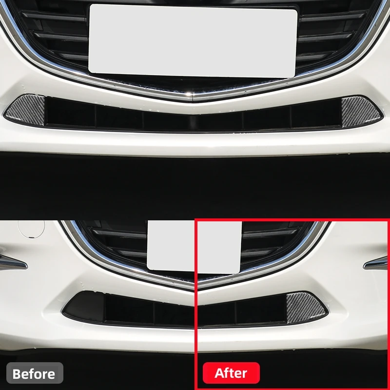 For Mazda 3 Axela 2014-2018 Front Bumper Fangs Decoration Sticker Carbon Fiber Sticker Car Interior Accessories