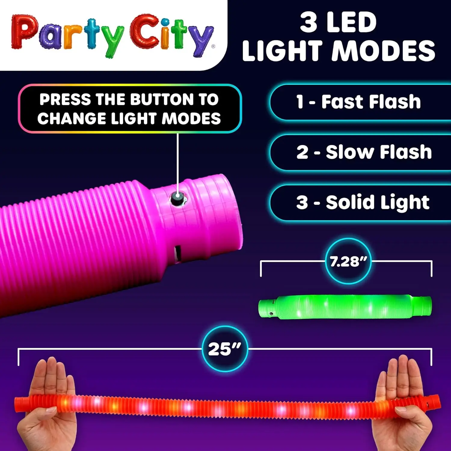 Tubes Pop LED extensibles, 24 pièces, jouets lumineux, bâtons lumineux en vrac, cadeaux de fête pour enfants, fournitures néon qui brillent dans la nuit, Fidget