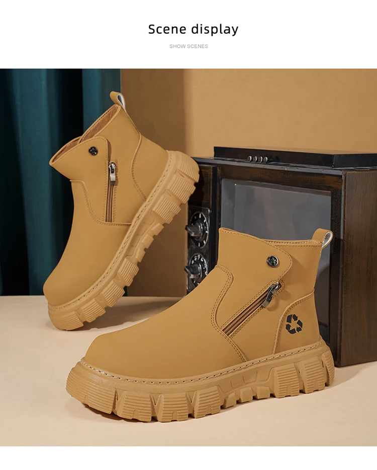 Herren-Freizeitstiefel mit hohem Schaft und seitlichem Reißverschluss, atmungsaktiv und bequem für Outdoor-Sportarten, Wandern und Trekking. – Detail 14