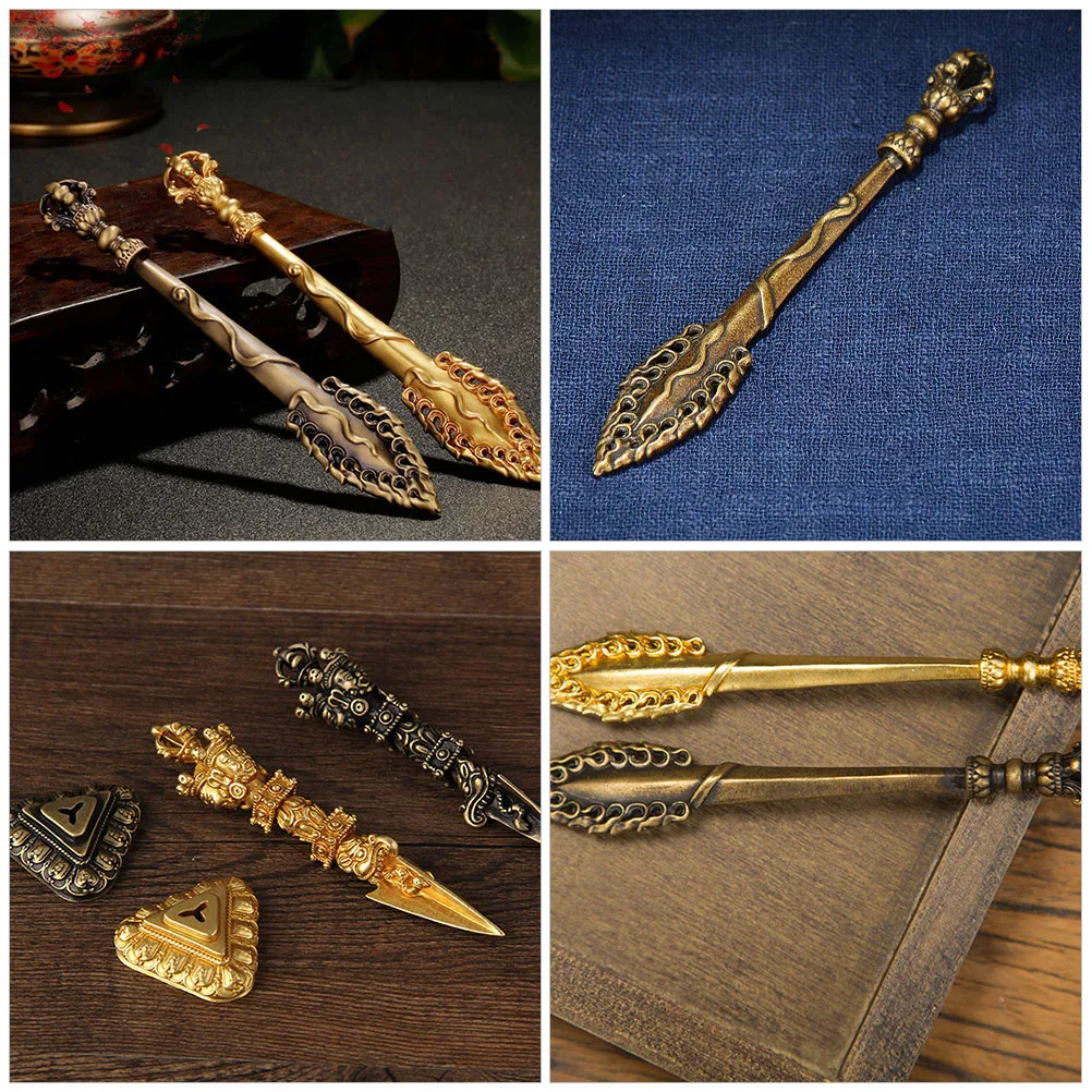 

Metal Alloy Retro Sword Shape Decoration Desktop Temple Ornament Vintage Style Home Office Decor Exquisite Craft