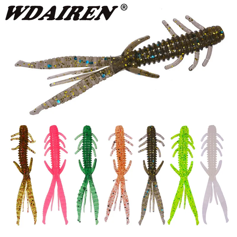 5 Pcs 72mm 1.8g Shrimp Larva Soft Bait Worm Smell Fishy Silicone Jigs Wobblers Fishing Lures for Bass Carp Artificial Swimbait