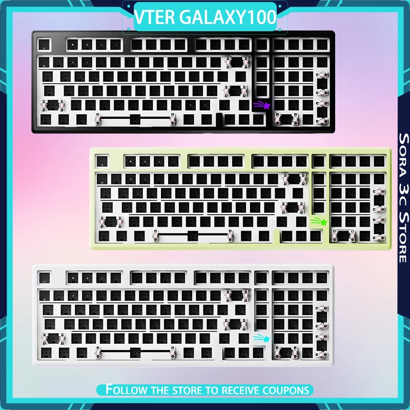 

Механическая клавиатура VTER Galaxy100, комплект из алюминиевого сплава, 101-клавишная горячая вилка, эргономичная RGB, проводная/беспроводная игровая офисная клавиатура «сделай сам»