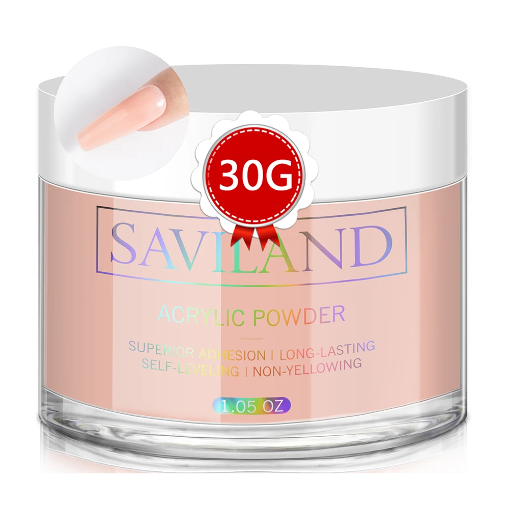 Saviland 1oz المهنية عارية الاكريليك مسحوق الأظافر لا مصباح المطلوبة لتمديد الاكريليك ثلاثية الأبعاد مسمار الفن استخدام صالون المنزل