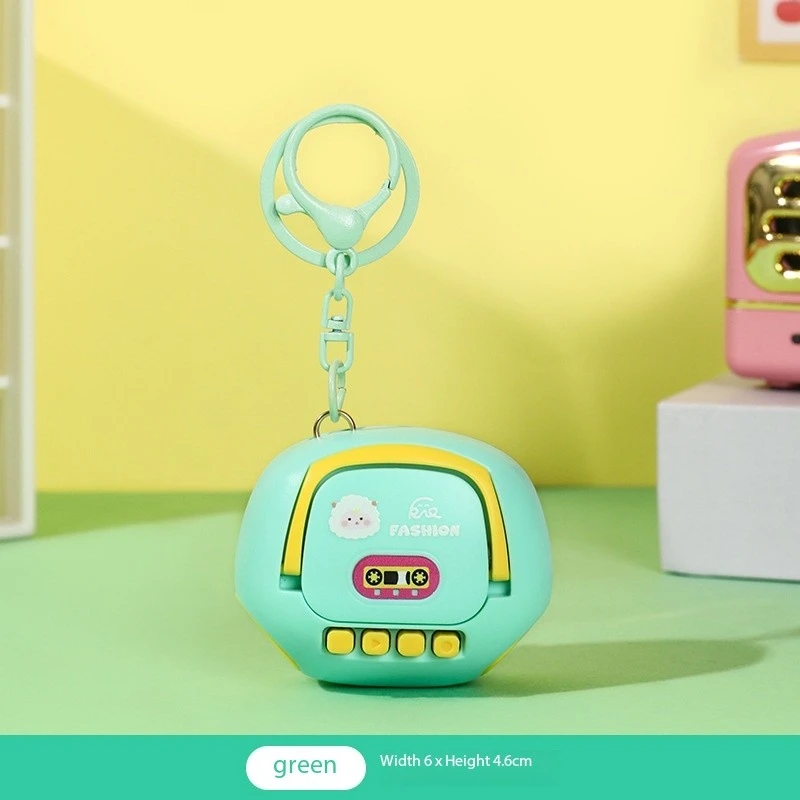 Cartoon mini Pink Bear Yellow Recorder Keychain Bags Car Accessories Fun portable Speaker Megaphone Sound Toy Sheep Key Chain