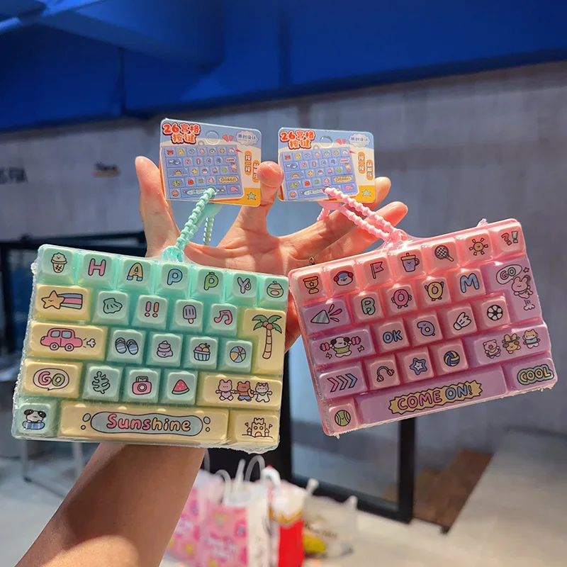 26‑Keys Fidget Keyboard Toy Keychain Push Bubble Sensory Stress Relief Toy Kids Bag Pendant Hanging Ornament children Key Ring