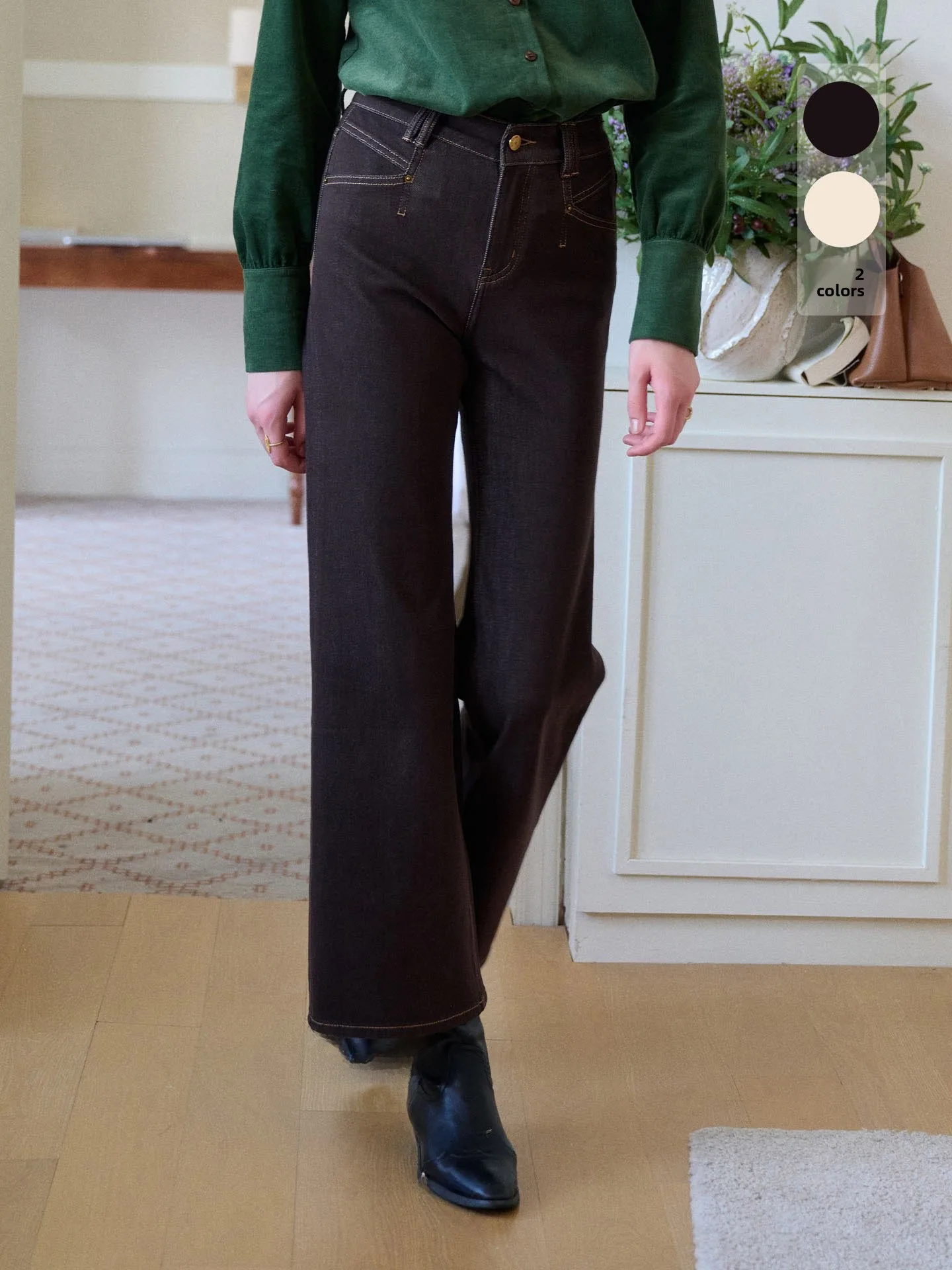 Retro High Waist Wide Leg Jeans Women's Spring Versatile Loose Fit Jeans Cotton Blend Comfortable Breathable All Seasons
