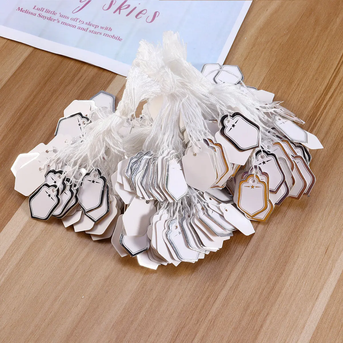 

500Pcs Jewelry Price Tag Labels Silver Five-Pointed Star Hanging Tag for Earrings Watch Ring Packaging Display Tool