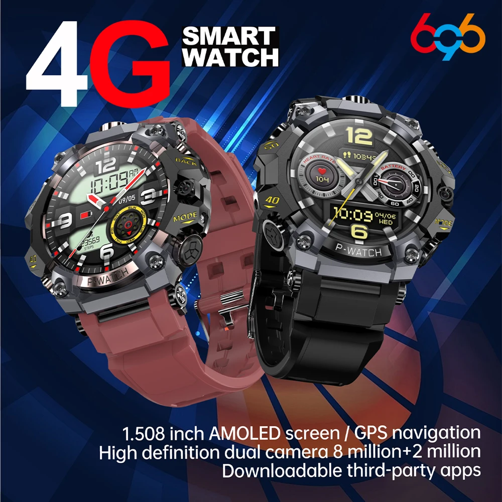 

Смарт-часы для видеозвонков 4G, мужские водонепроницаемые, 800 Вт + 200 Вт, двойная камера, AMOLED, GPS, WIFI, спортивное приложение, загрузка, умные часы, запись звука