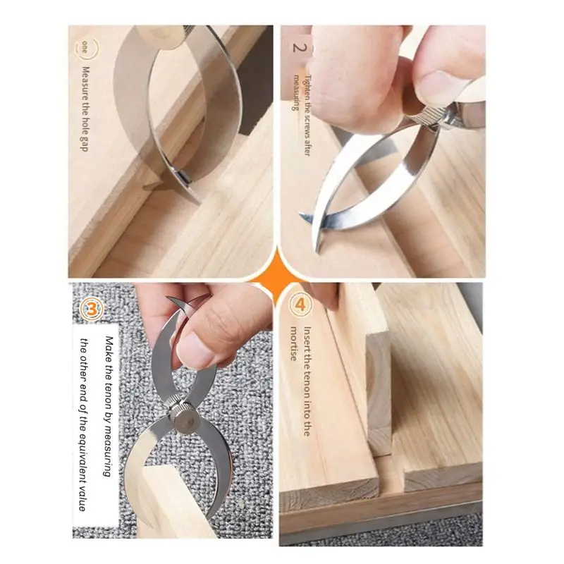 ABRW-Feeler Gauge Stainless Steel OD Caliper Thickness Woodworking Wooden Tenon Gauge Ruler Tools For Door-Gap Measurement