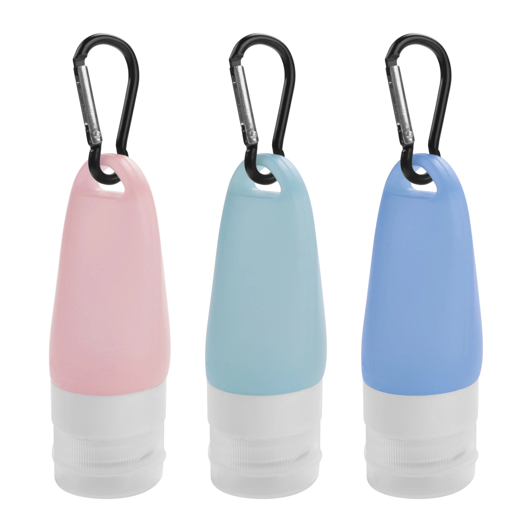 3 Pcs Silicone Travel Bottles Leak Proof Squeezable Travel Tubes with Keychain Refillable Containers for Shampoo Lotion