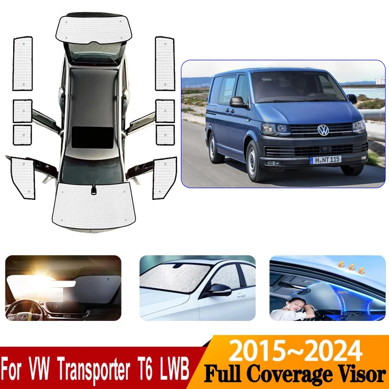 For Volkswagen VW Transporter T6 LWB Caravelle Multivan Doubleback 2015~2024 Car Sunscreen Window Sunshade Cover Car Accessories