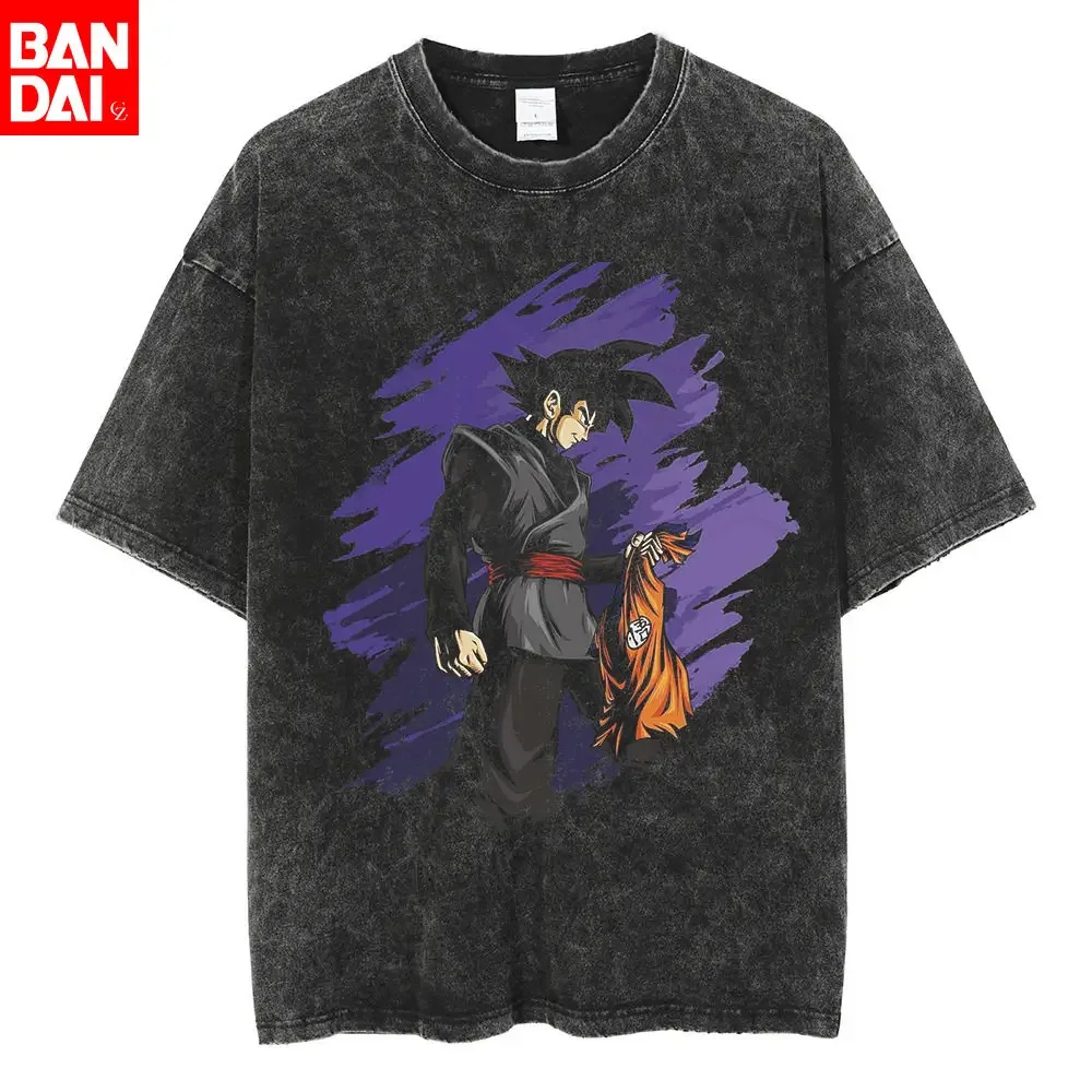 Dragon Ball Z Goku Black Vintage Washed T Shirt 2026 Summer Oversized Streetwear Anime Graphic Tee for Men Women Casual Cotton