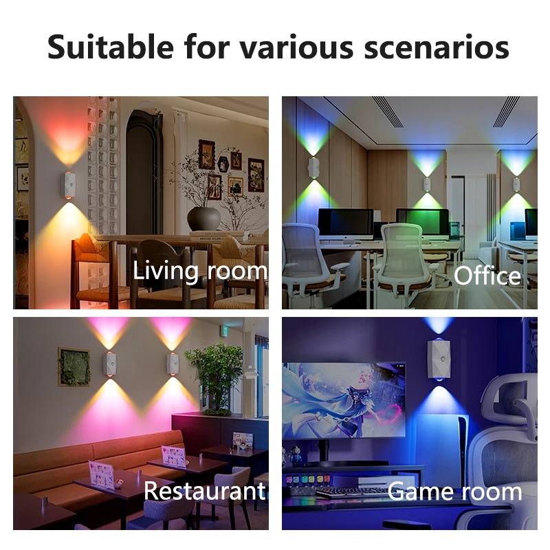 RGB Gradient LED Night Light with Motion Sensor Wall Lamp Rechargeable Ambient Light Dimmable Indoor Lights Magnetic Step Lamp