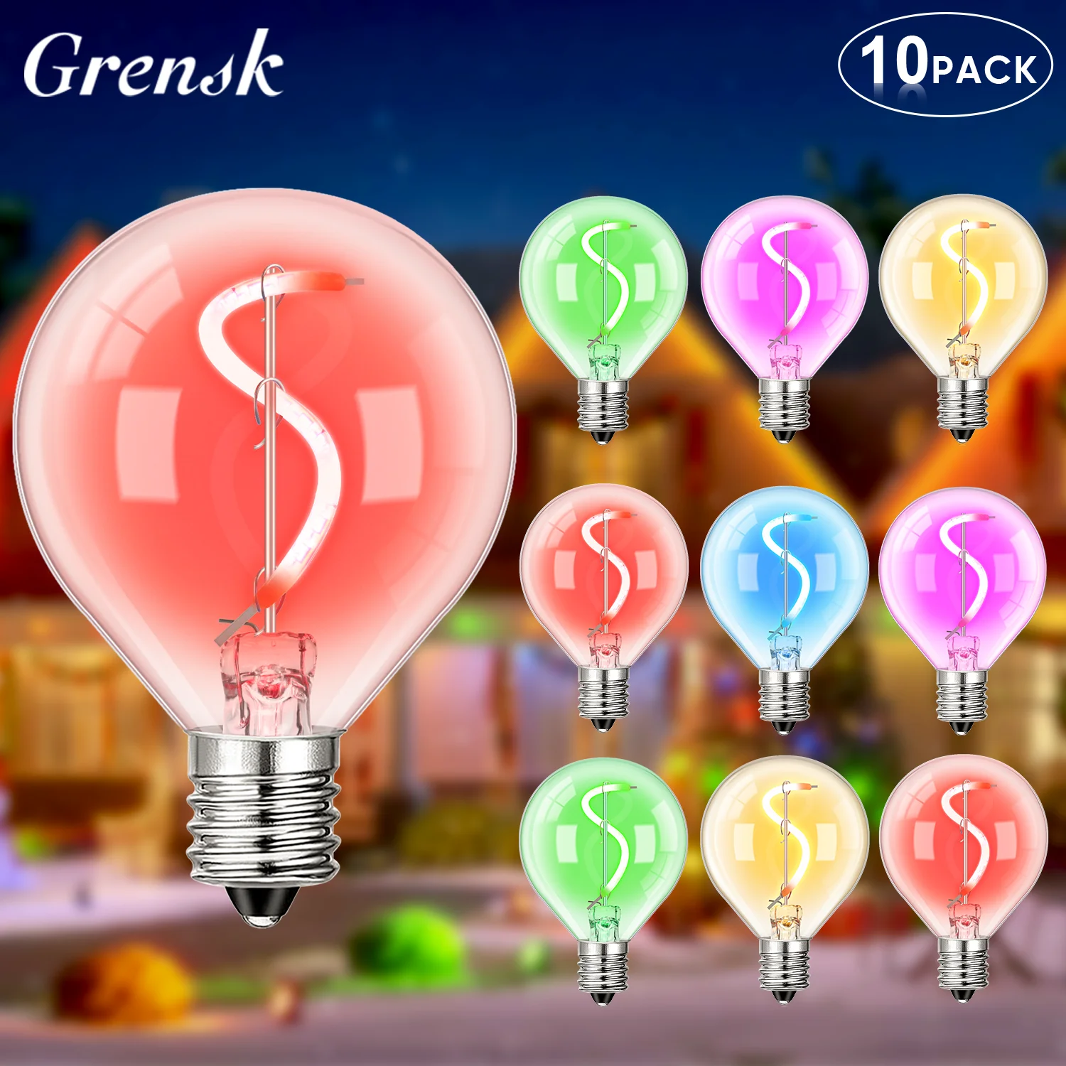 

Colorful Globe Led Bulb G40 Spiral Filament E12 1w RGB String Garland Replacement Bulbs For Christmas Festival Garden Decoration