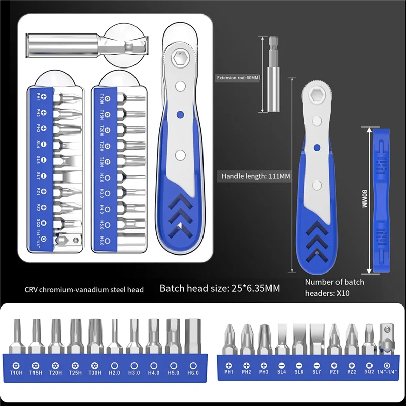 Top Deals 22In1 Professional Ratcheting Screwdriver Set,36-Tooth Mini Ratchet Wrench, Low Profile Ratchet Right Angle Screwdrive