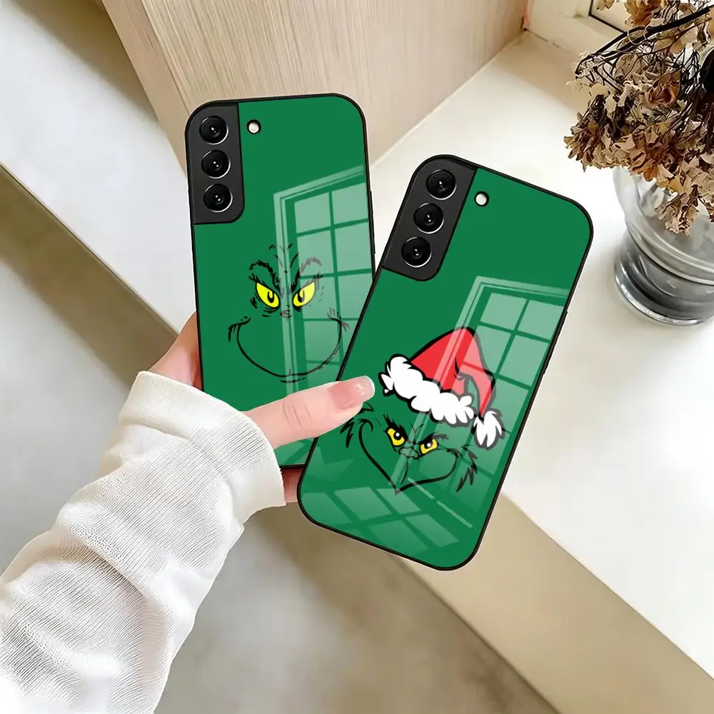Heiße Weihnachts-G-G-Grinch Handyhülle für Samsung S26 S25 Edge S24 S23 S22 Ultra Plus Fe A57 A37 A17 A27 5G Glasabdeckung