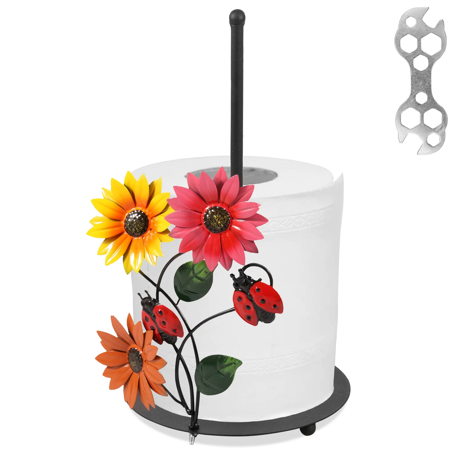 عباد الشمس الحديد لفة حامل المناشف الورقية الحمام الأنسجة العمودي حامل المطابخ المرحاض تخزين كونترتوب الملحقات