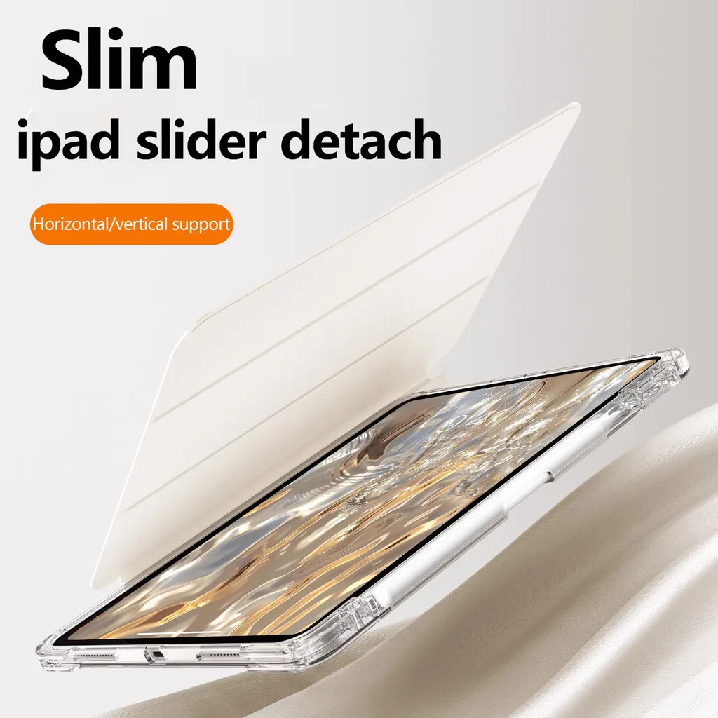 Slide Rail Pull-out Detachable Case For iPad Pro 11 2024 5th Air 11 6 5 4 3Pro 2 1 10th 10.9 10.2 9.7 Mini 6 Clear Acrylic Cover