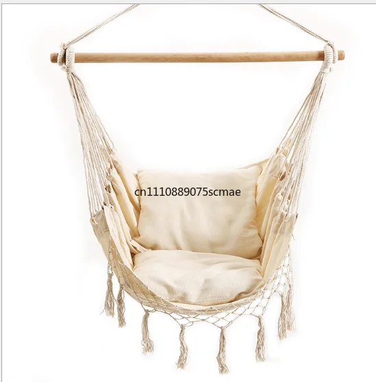Tassel Hanging Swing Chair, Cotton Rope Hammock for Indoor Relaxation