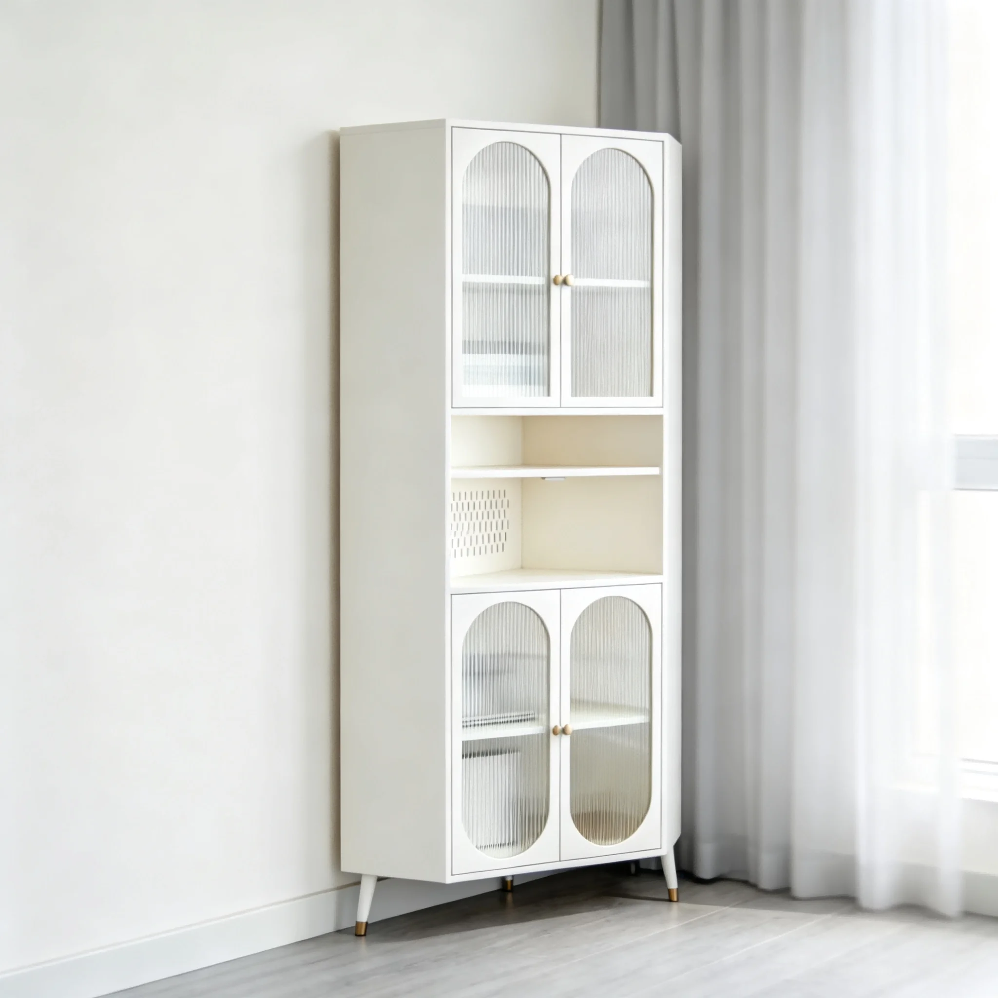 AOLIVIYA Living Room Display Organizer Stand Nordic Corner Bookcase Cabinet Library Shelves Desk Bookshelf Floor Storage Rack