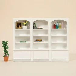 1:12 Dollhouse Miniature Wooden Display Cabinet Living Room Mini Furniture Book Showcase Table Desk Doll House Decor Accessories