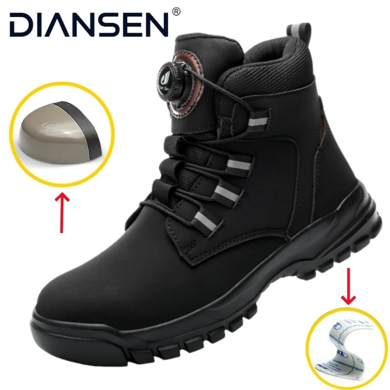 أزرار دوارة أحذية السلامة للرجال مقاوم للماء الصلب تو أحذية أمان الرجال مكافحة سحق المضادة للثقب أحذية واقية #1