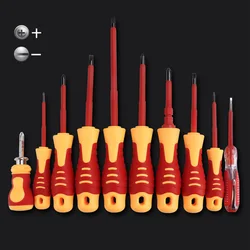 10 in 1 Insulated Screwdriver Set Electrician Magnetic Screwdriver Phillips Slotted Bits Withstand Voltage For Electrician Hand