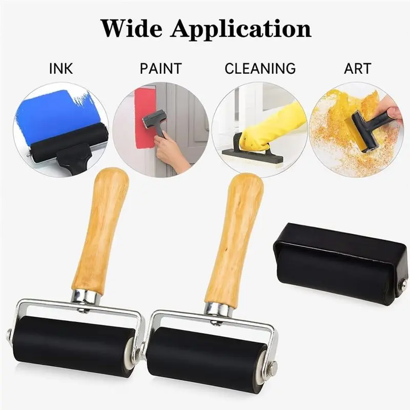 【COMELY】لطباعة الكتل، ختم لمجموعة بكرات براير المطاطية - 7 عبوات من بكرات حبر الطباعة لورق الحائط والحرف اليدوية والطلاء