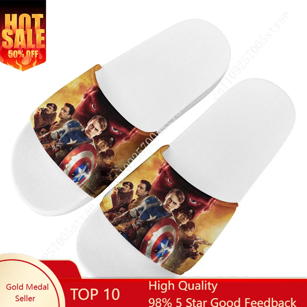 Marvel Captain America Slippers Mens Womens Summer Custom Sandals Lightweight Casual Slide Sandals