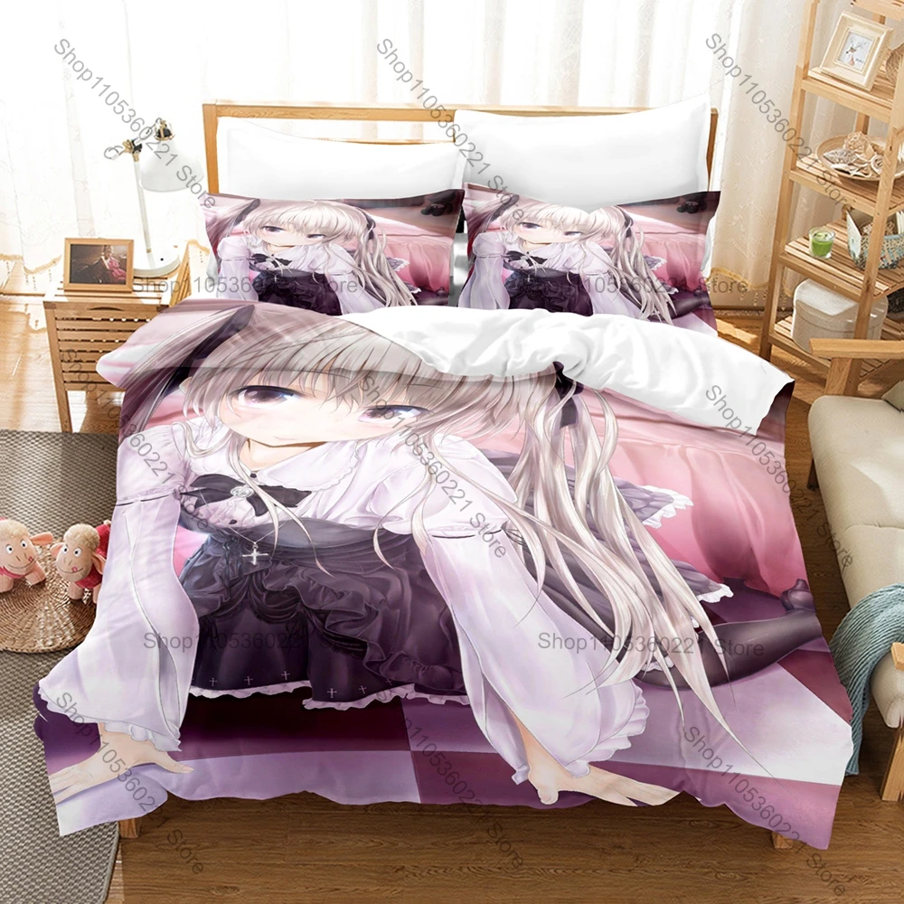 Anime Yosuga No Sora Pattern 3 Pieces Bedding Set Quilt Cover With Two Pillow Cases Comfortable Household Bed Supplies