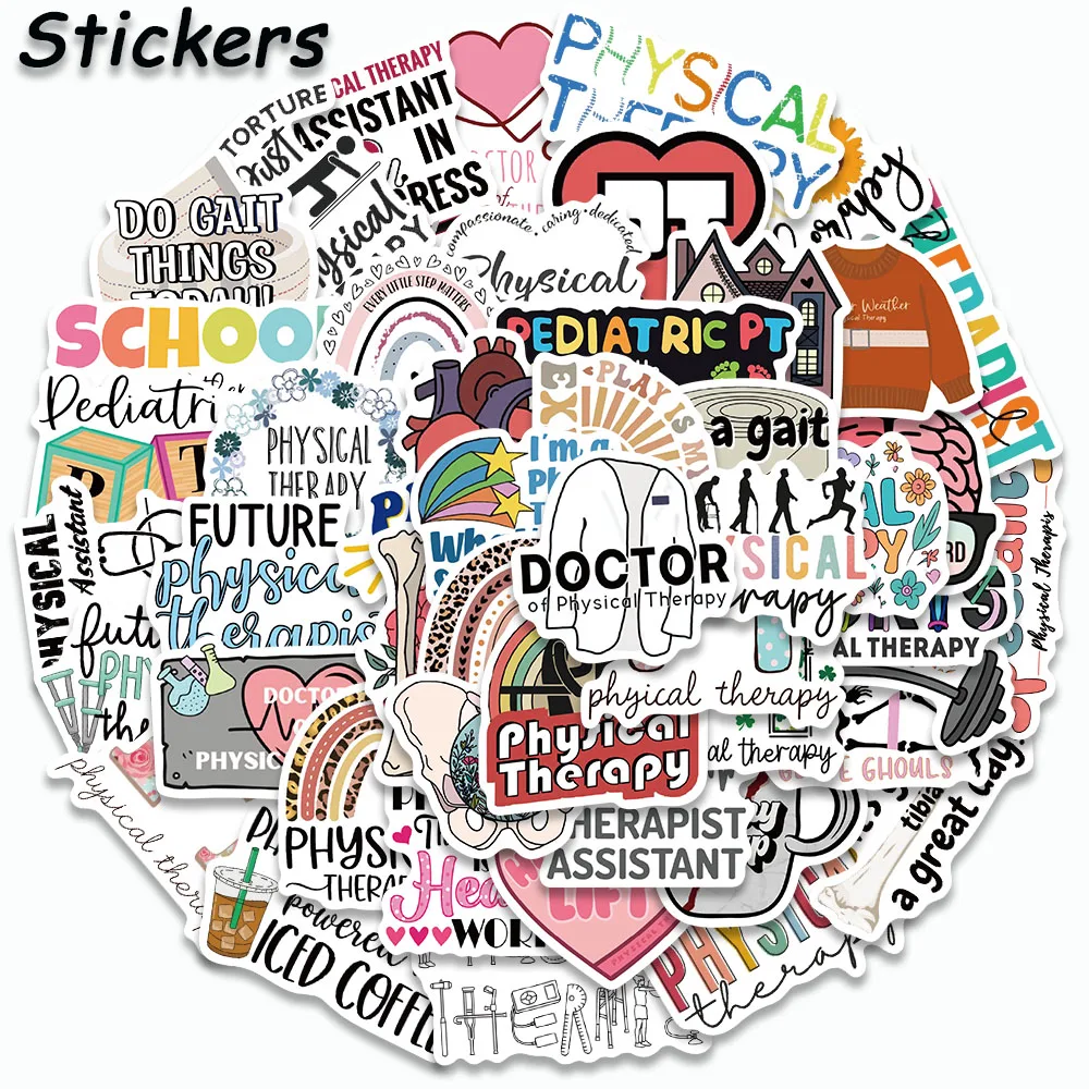 50PCS Physical Therapis Stickers DIY Cartoon Waterproof Graffiti For Luggage Phone Guitar Bicycle Laptop Life Quotes Decals