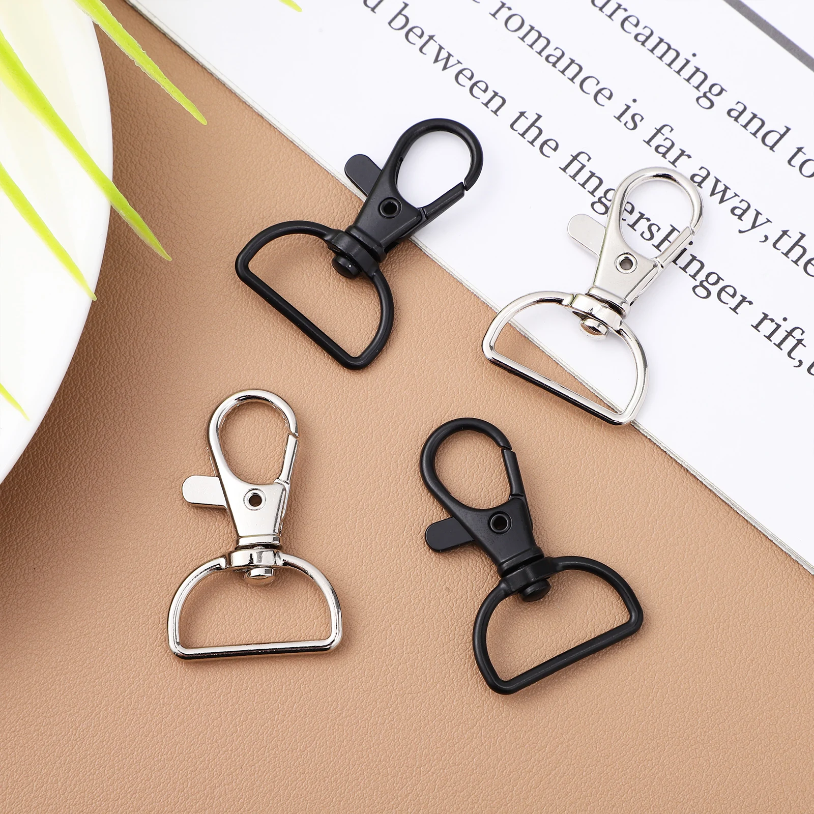 

50 pcs Zinc Alloy Dog Key Buckles 20mm Nickel Black Keychain Accessories Lobster Clasp Swivel Clasps Key Rings