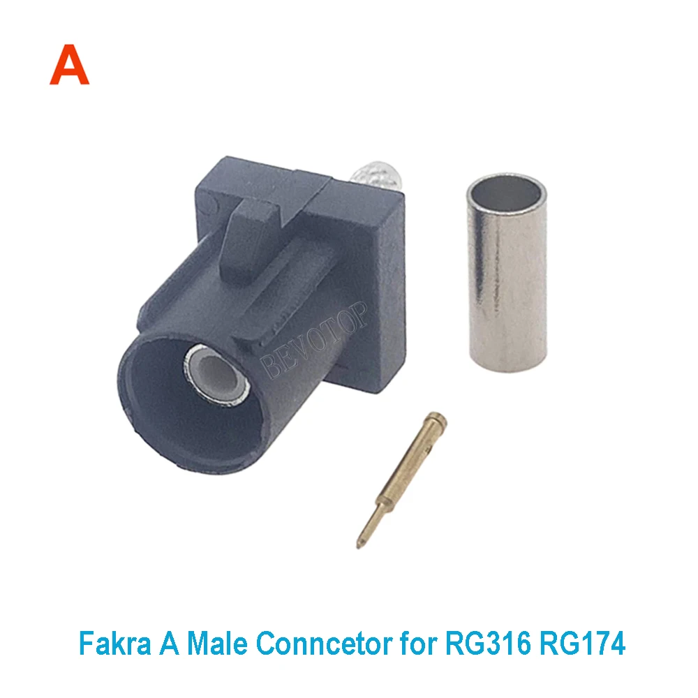 10PCS/Lot Fakra Male Plug A/B/C/D/E/F/G/H/I/K/Z RF Coaxial Soldering Wire Connectors for RG316 /RG174 Pigtail Cable BEVOTOP