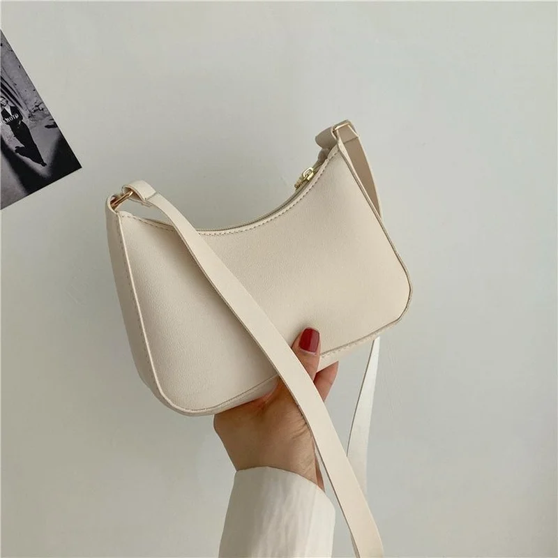 Borsa ascellare nuove borse moda donna retrò tinta unita spalla in pelle PU Casual donna di alto livello