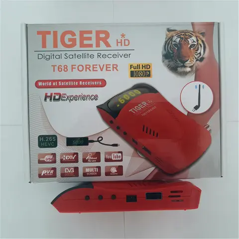 2026 Tiger HD T68  DVB-S2 HD Satellite TV Receiver H.265 HEVC Decoding Equipped SEA MEA Forever IKS  PowerVU Biss Apollo5 Africa