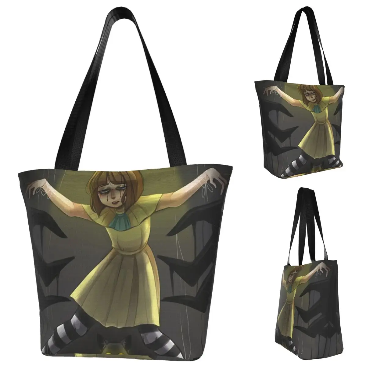 Fran-Bolso de compras con lazo de juego de aventura de terror sueco, bolso de hombro de lona de gran capacidad, bolso de compras para mujer