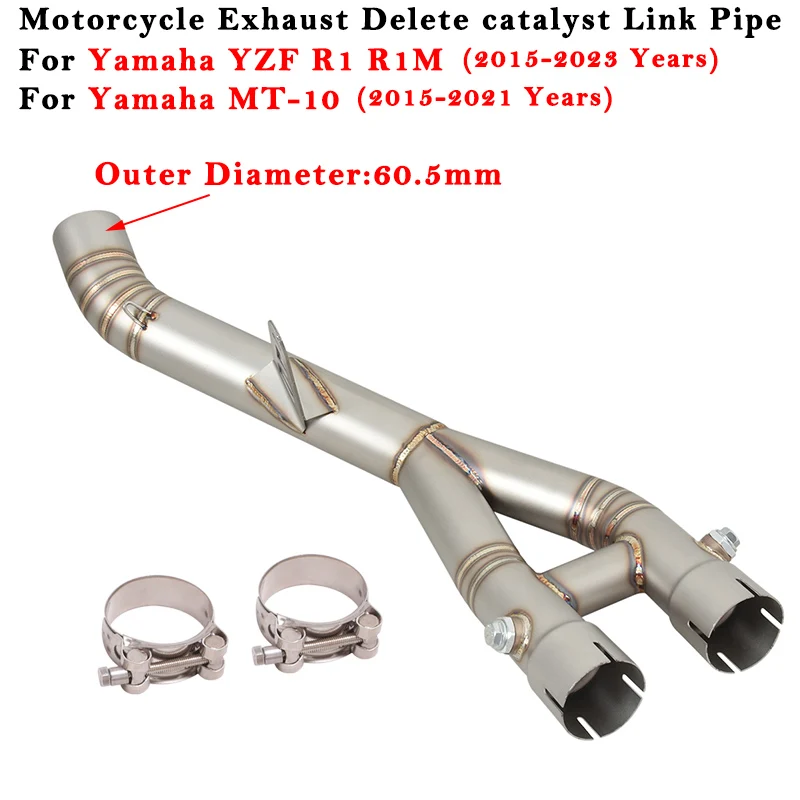 

Motorcycle Exhaust System Escape Modified 60mm Muffler Link Pipe For YAMAHA YZF-R1 R1M MT10 2015 - 2022 2023