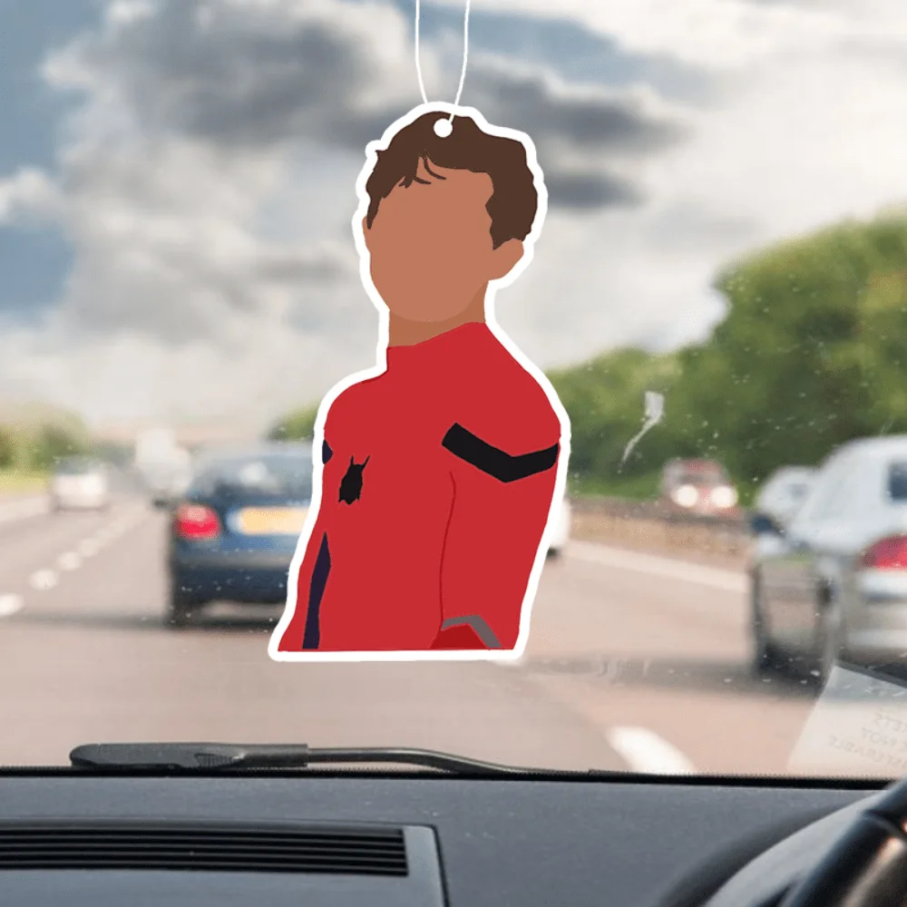 شماعة رائحة السيارة City Web Hero - تصميم بدلة باللون الأحمر والأسود، معلقة بفتحة مرآة، عطر يدوم طويلاً #5