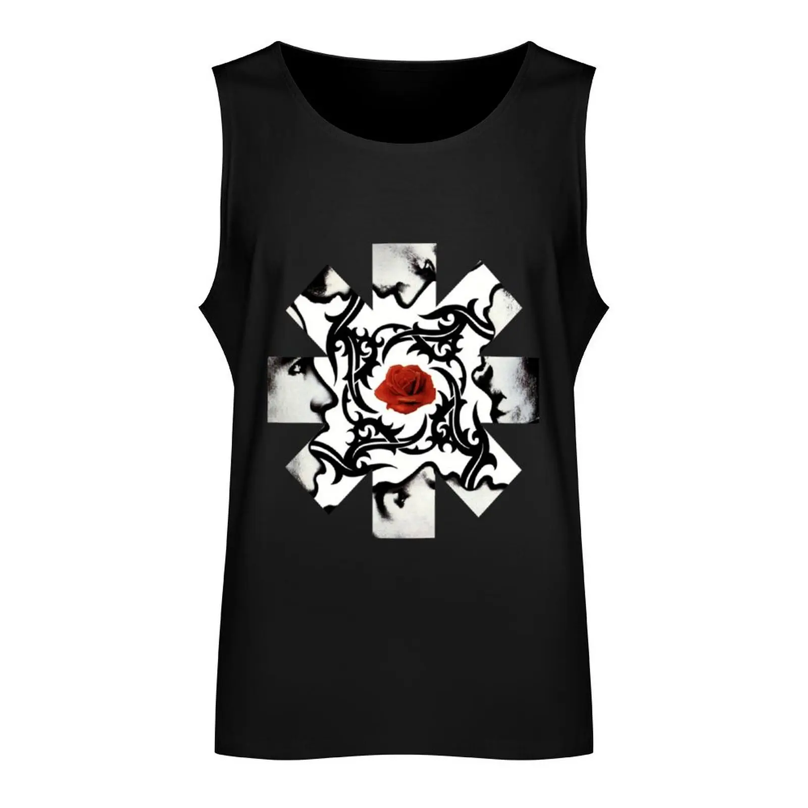 Red Rose on Center Perfect Gift Fan Tank Top Men's sleeveless gym shirts Body man