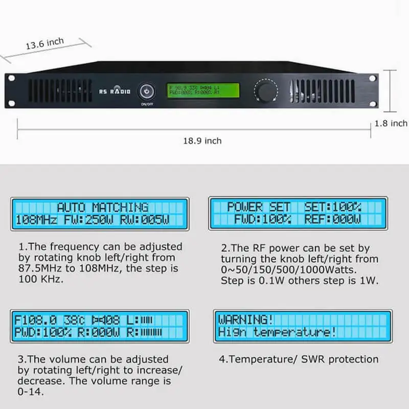 Imagem -06 - Transmissor fm Preto 875108mhz 50w