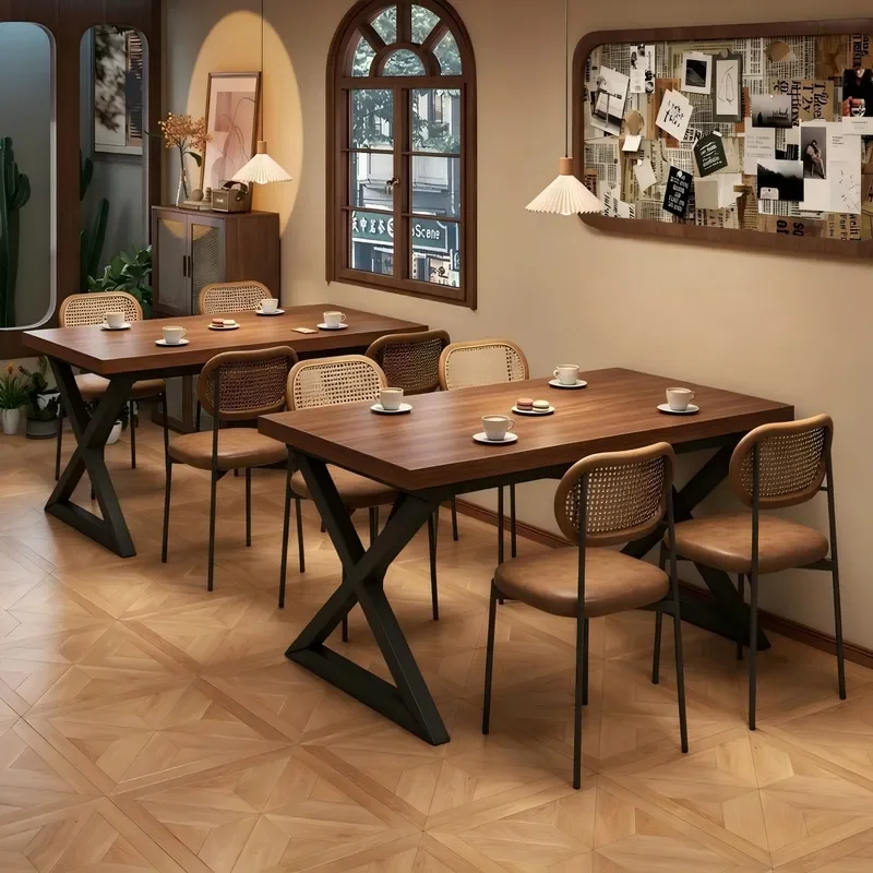retro-style-square-dining-table-set-with-chairs-for-home-restaurant-bar-bbq-shop-commercial-use-simple-modern-wooden-dining