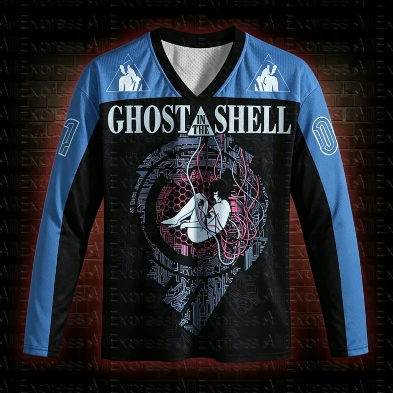 2026 new V-neck long sleeved T-shirt street style Gothic style horror series 3D printed print pattern