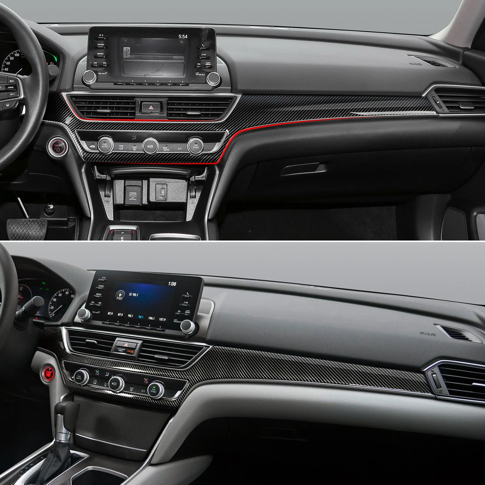 Auto-Mittelkonsole, Schalthebel, Lenkradverkleidung für Honda Accord 10. Generation 2018-2022 Zubehör. ABS-Kohlefaser-Innenausstattung. – Detail 10
