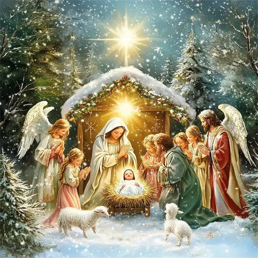Diamant Stickerei Religion Mosaik DIY Winter Diamant Malerei Jesus Bild Strass Engel Porträt Wand Dekor