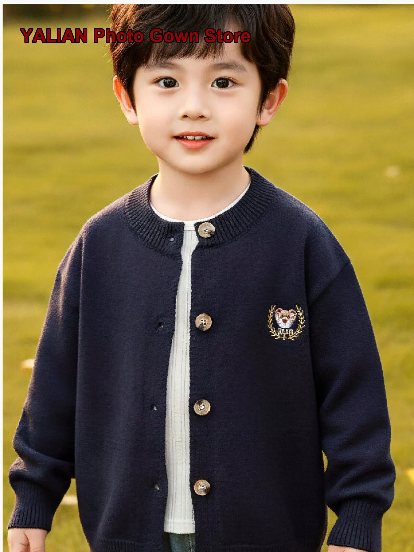 Boys Round Neck Button-Up Knit Top Spring Autumn Baby Coat Chic Stylish Design Kids